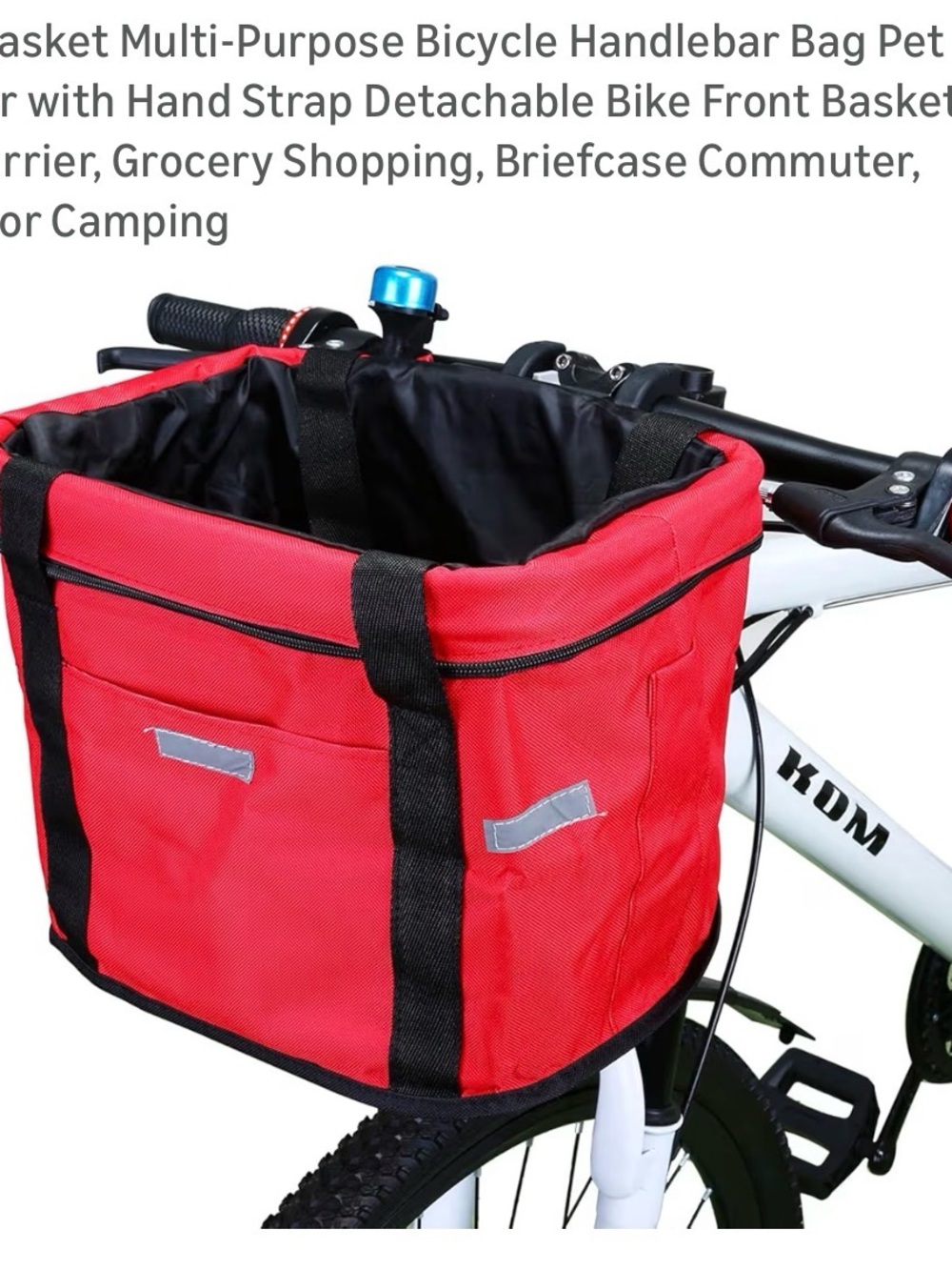 Red Handlebar Tote Bag with Reflective Accents